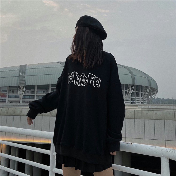 SUXI Áo Thun Nữ Dài Tay Cổ Tròn In Chữ Thời Trang