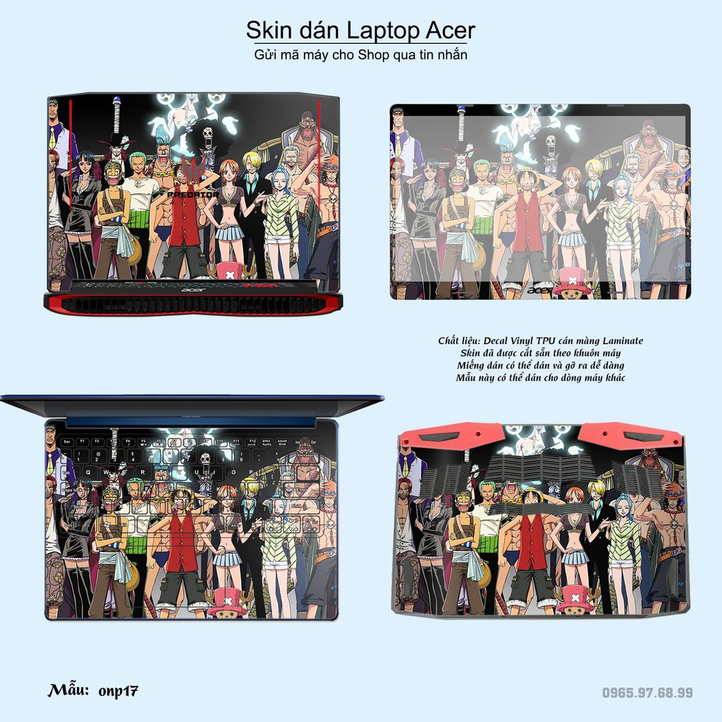 Skin dán Laptop Acer in hình One Piece nhiều mẫu 20 (inbox mã máy cho Shop)