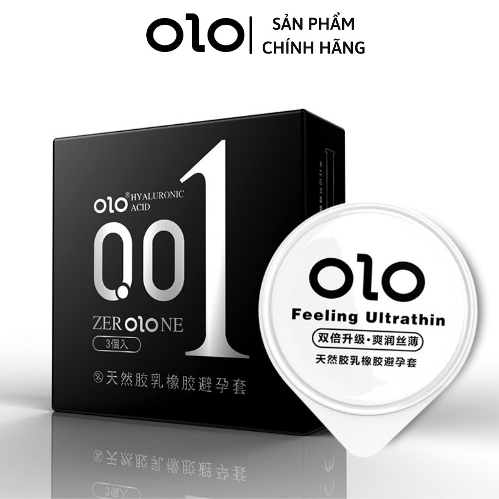 Bao cao su OLO siêu mỏng 0.01mm Feeling Ultra Thin màu đen - hộp 3 chiếc - olo_store