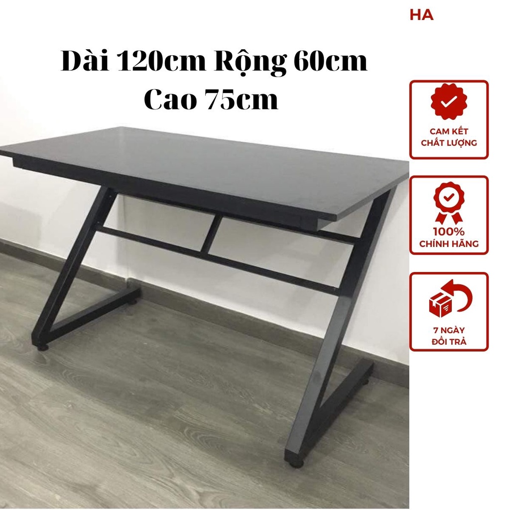 Bàn làm việc chữ Z 120x60x70 mặt gỗ MDF chân sắt sơn tĩnh điện dùng học tập, để máy tính