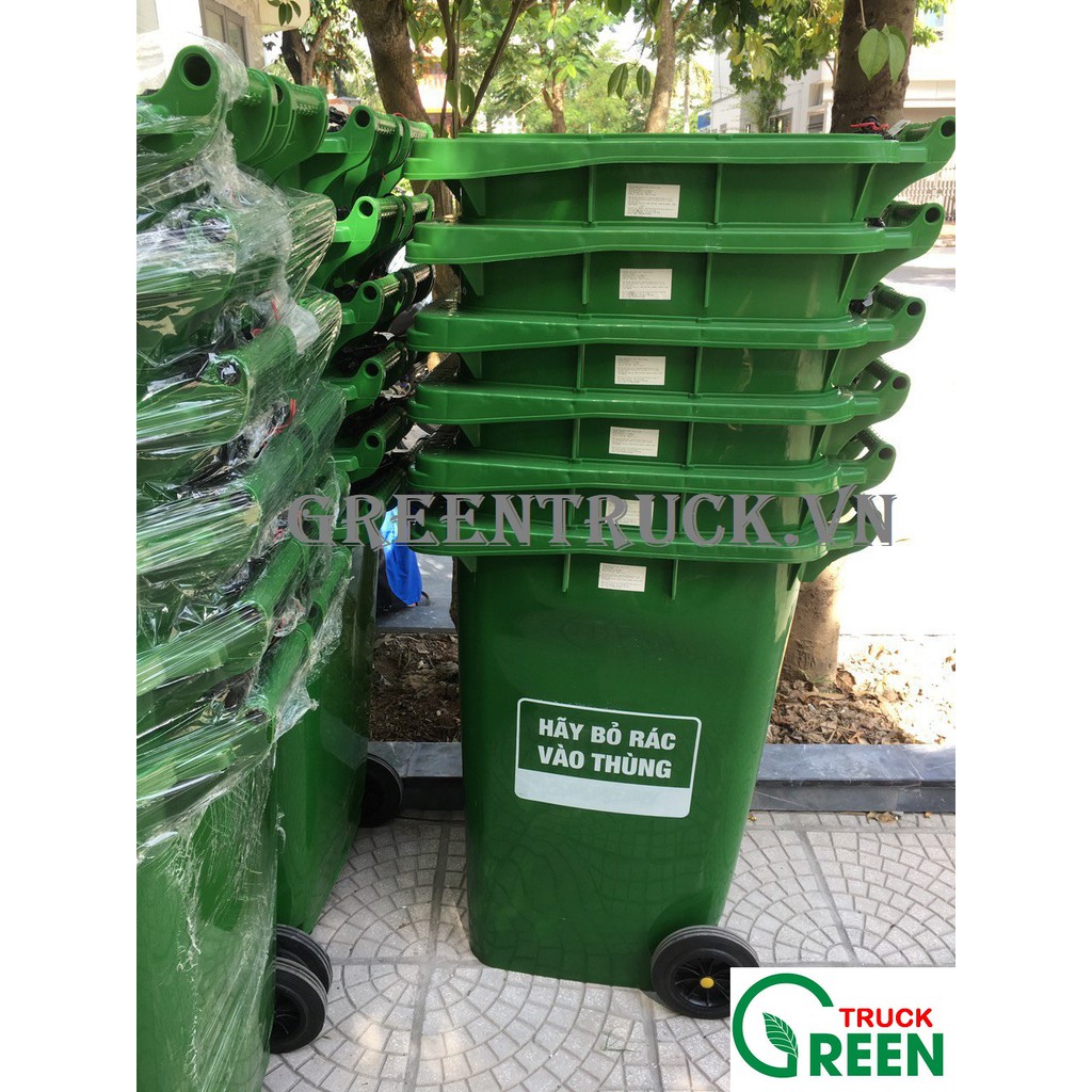 Thùng rác nhựa HDPE 120L màu xanh