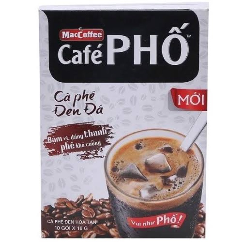 Cà Phê Phố Đen đá hộp 10 gói x 16gr