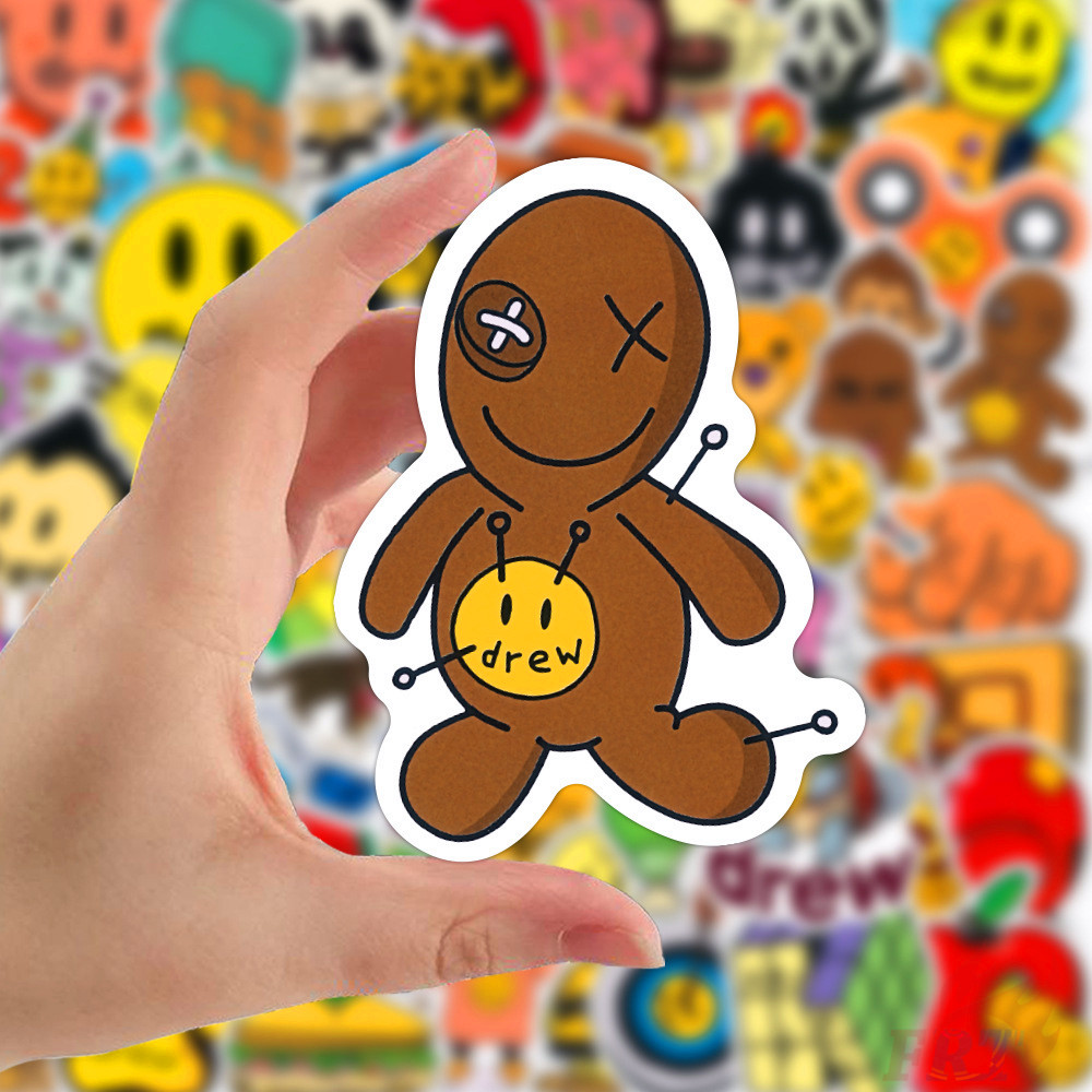Bộ 50 cái decal dán trang trí Drew House in hình logo vui nhộn chống nước DIY