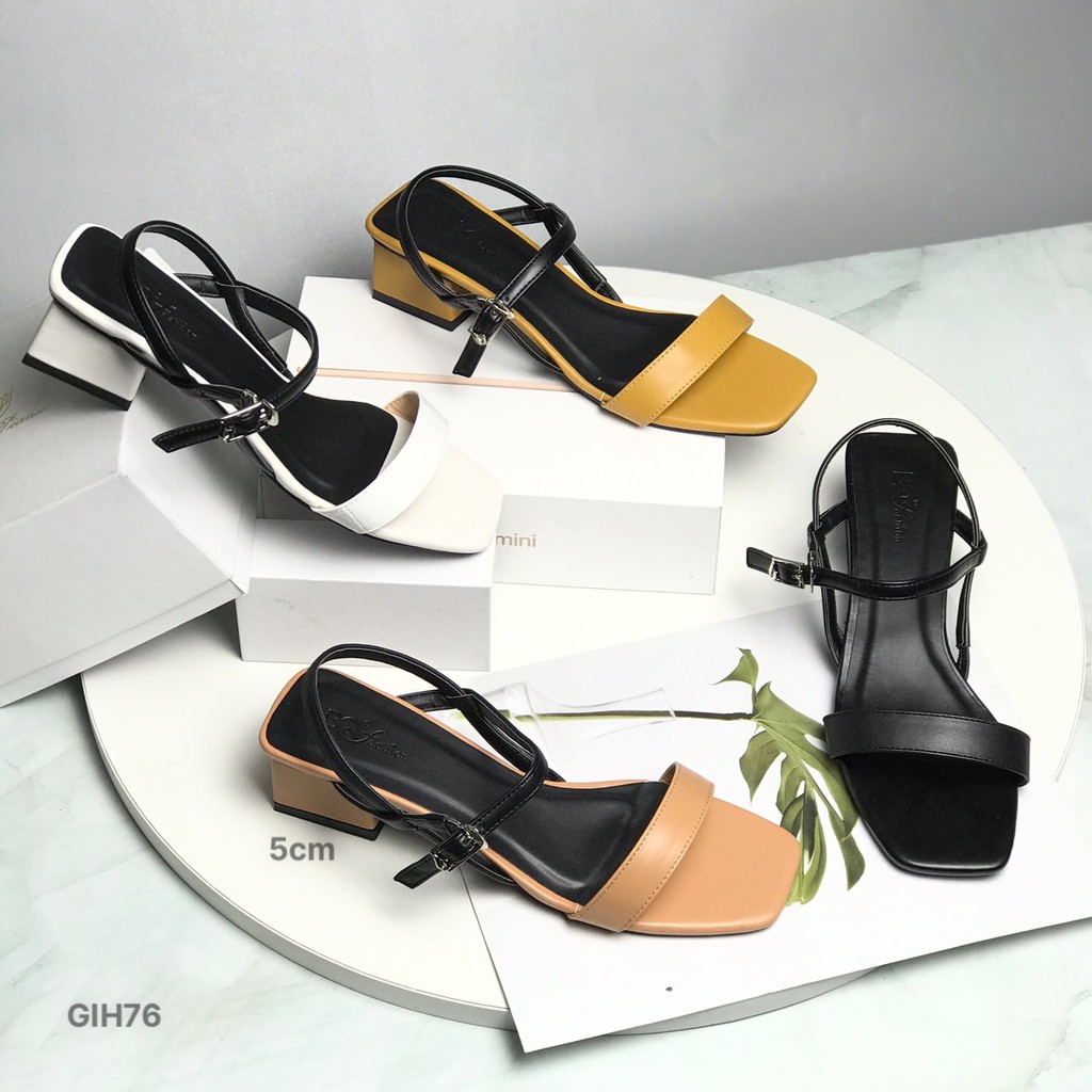 Sandal nữ BQ ❤️FREESHIP❤️ Giày quai hậu cao gót phối quai màu sắc trẻ trung gót vuông 5cm GIH76