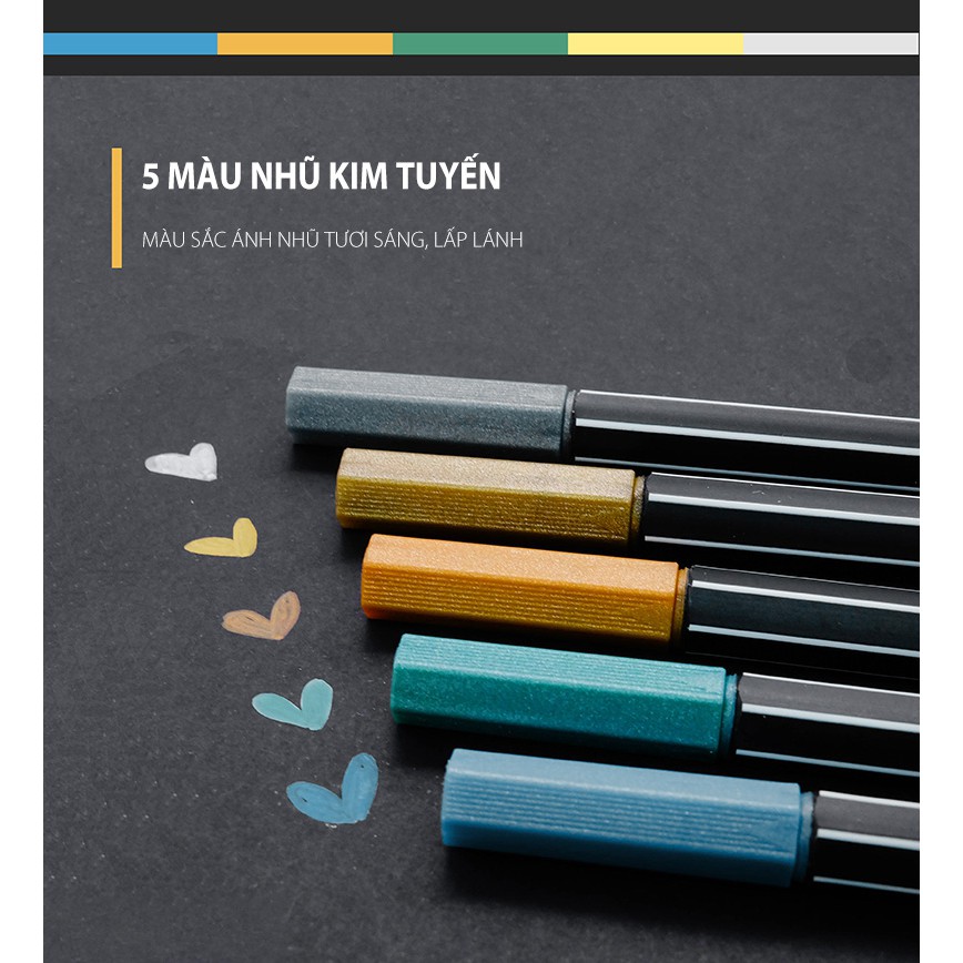 Bộ 10 cây bút lông màu nhũ STABILO Pen68 metallic 1.4mm (PNM68/10)