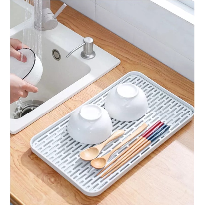 Khay úp ly cốc hai lớp có rãnh thoát nước hình chữ nhật phong cách nhật bản JA78