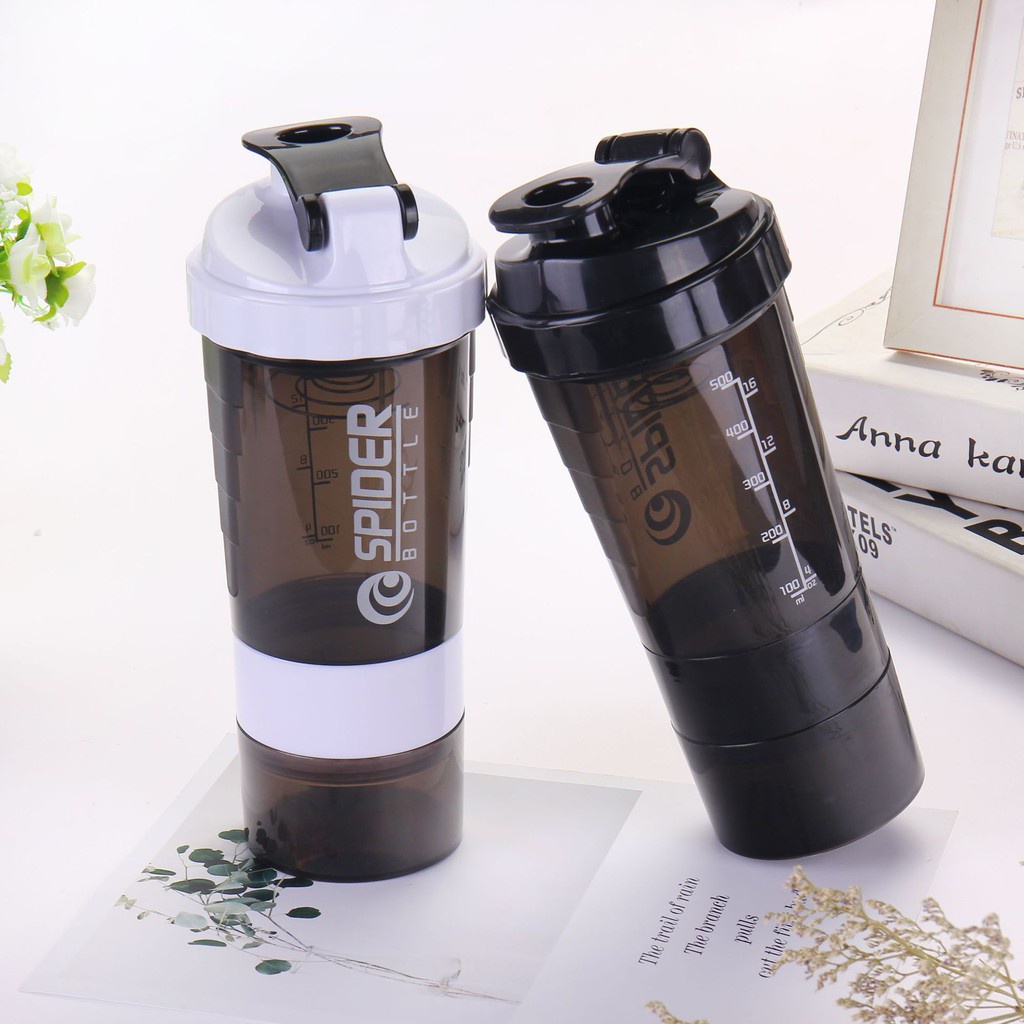 Bình Lắc Shaker Tập Gym 3 Ngăn Tiện Dụng 500 Ml Có Lò Xo BN0003