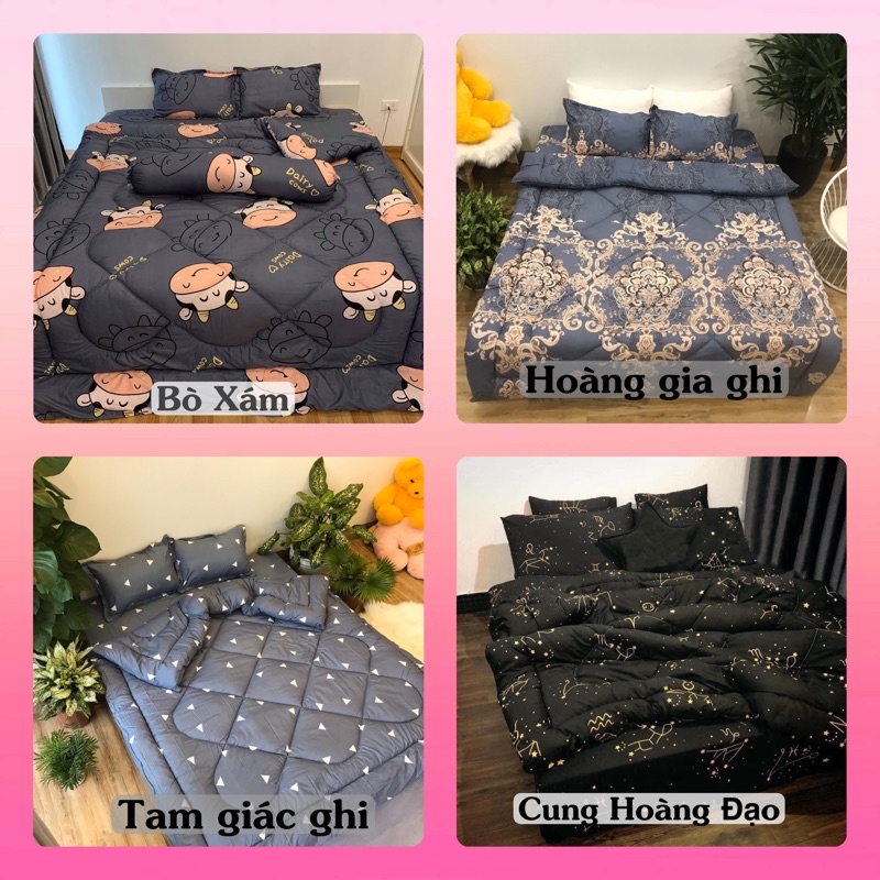 Trọn bộ chăn phao ga gối poly cotton ( nhiều mẫu)