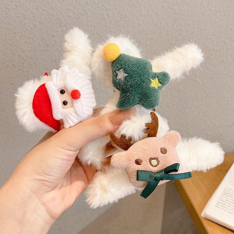 Kẹp Tóc Càng Cua Phối Lông Giáng Sinh, Noel, Christmas