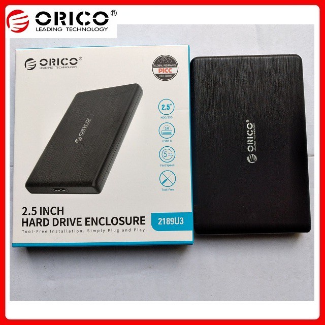 [Kèm dây cáp] Box ổ cứng HDD/SSD SATA 2.5 inch USB 3.0 Orico 2189U3 - Hàng chính hãng