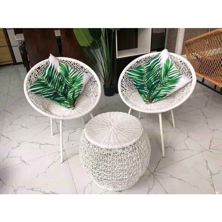 BÀN GHẾ MÂY NHỰA-bàn ghế ban công- sân vườn