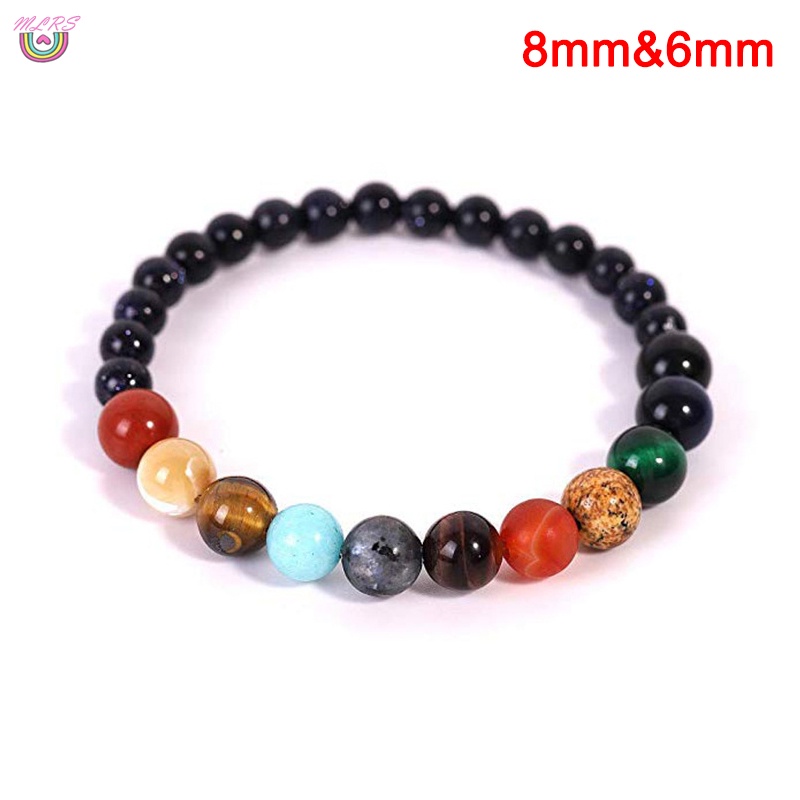 Vòng tay chuỗi hạt đá Chakra hình hành tinh vũ trụ cho nam và nữ
