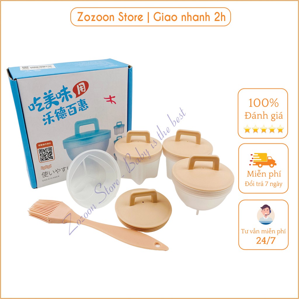 Khuôn làm bánh cho bé, khuôn hấp trứng tạo hình đáng yêu bộ set 4 khuôn hàng loại 1 - Zozoon Store