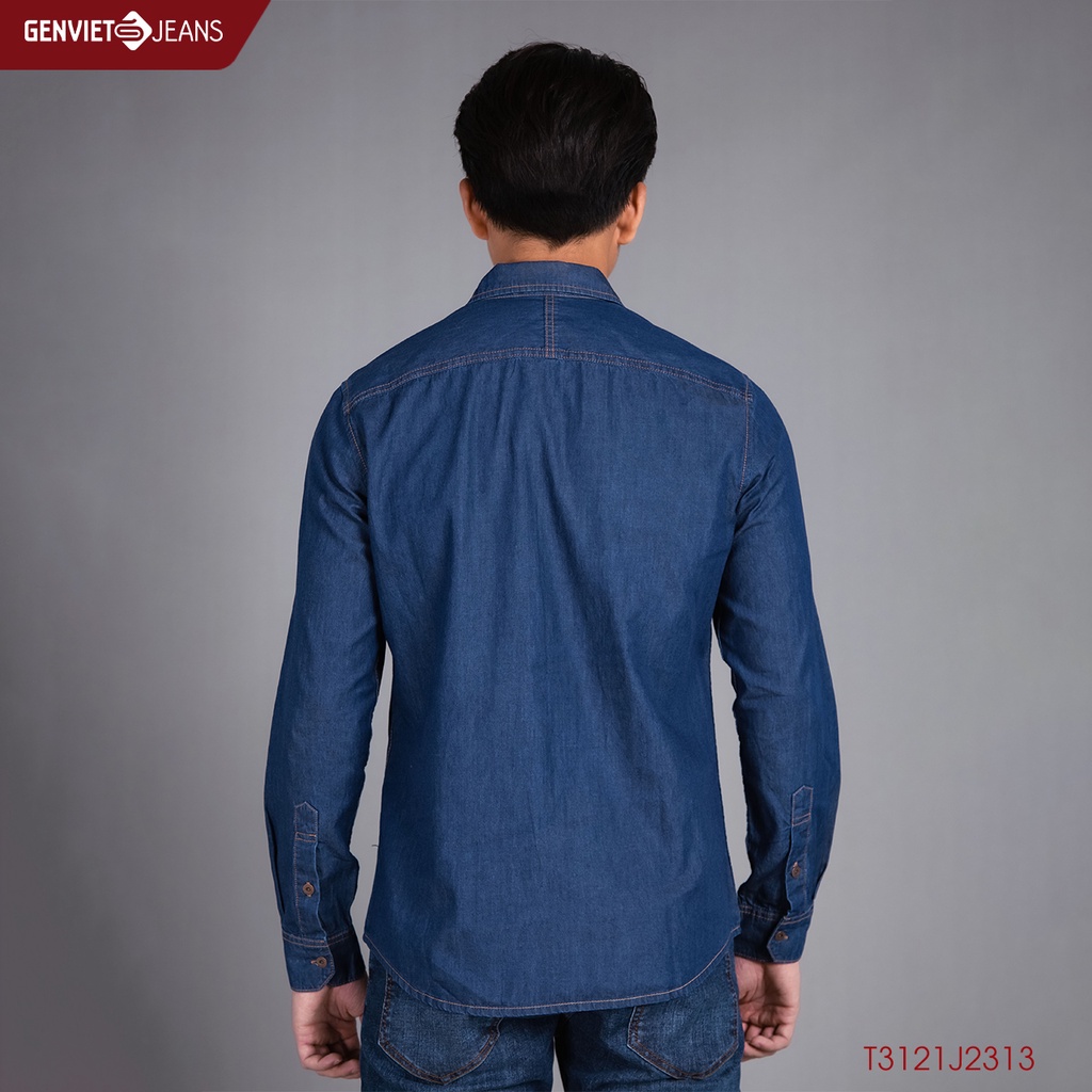 Áo Sơ Mi Jeans Nam Genviet Dáng Ôm Vừa Basic Công Sở Chất Bò Mềm Cao Cấp T3121J2313