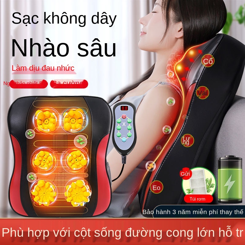Bi Fan máy mát xa cột sống cổ đa chức năng thiết bị làm dịu vùng thắt lưng đệm massage tại nhà dụng cụ massage gối lưng