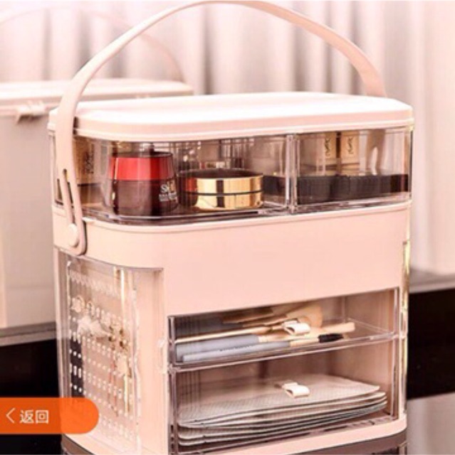 Kệ đựng đồ mỹ phẩm có đenf led, có tay xách cao cấp