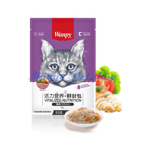 Súp Thịt Cho Mèo Wanpy Gà Rau Củ 80Gr