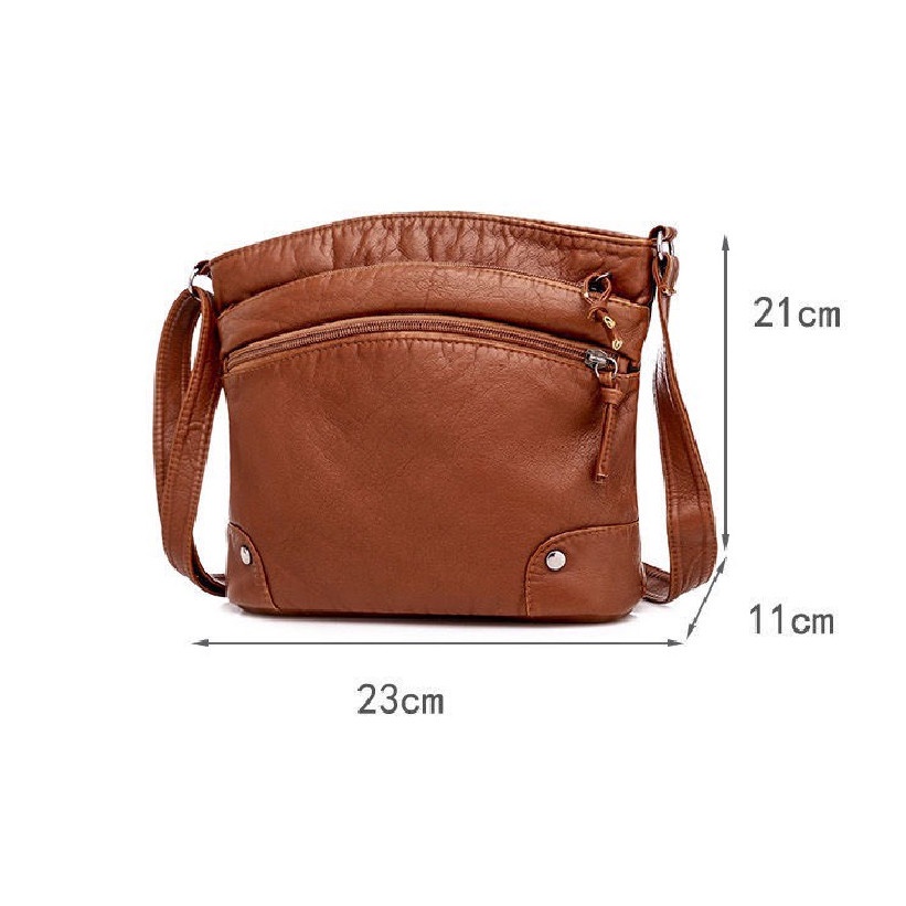 Túi đeo chéo nữ da mềm dáng vuông nhiều ngăn khóa kéo LILA DAT155