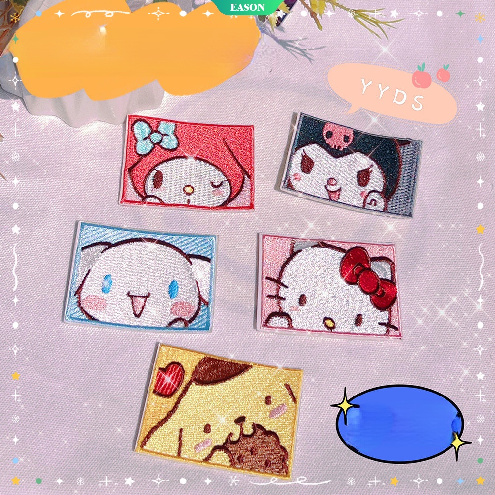 Sticker Vải Thêu Họa Tiết Hoạt Hình My Melody Hello Kitty Dán Trang Trí Balo Đi Học