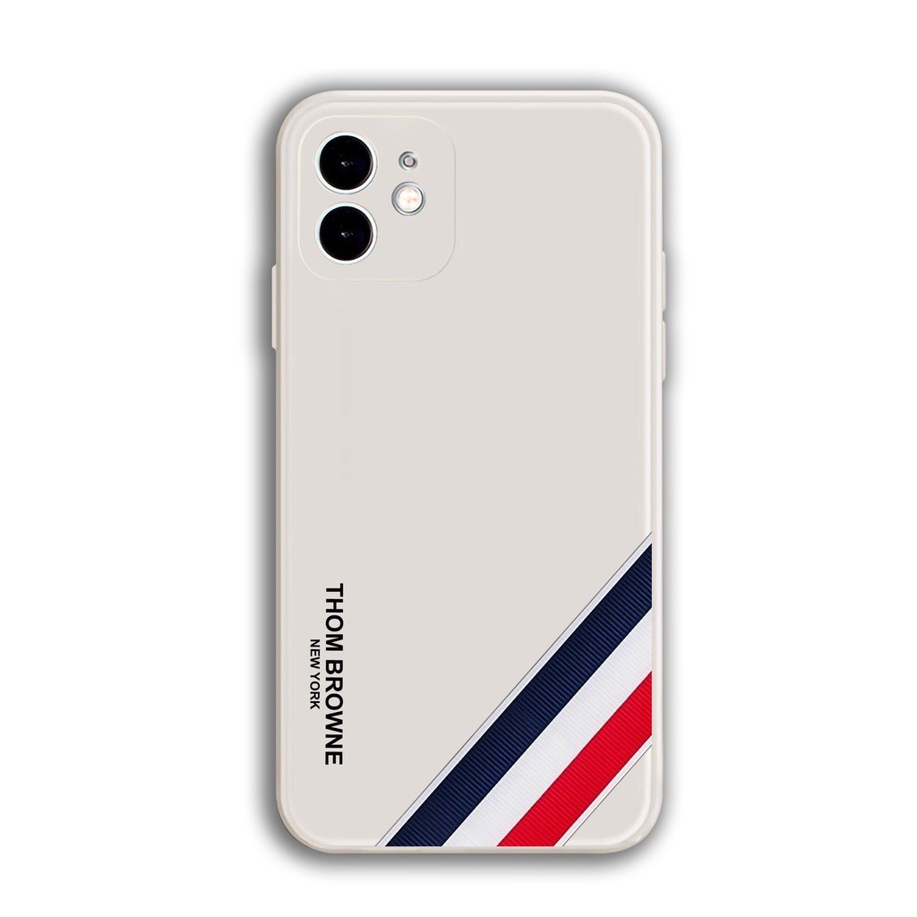 Ốp lưng iphone hình logo thom browne dọc màu cạnh vuông bảo vệ camera 7plus/8plus/x/xs/xsmax/11/12/13/14/pro/promax/plus