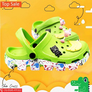 dép cross vảy sơn💖FREESHIP💖dép cross vảy sơn xanh nõn chuối DEPCROSSXANH tặng thêm 12 jibitz cross