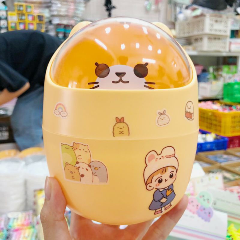 (Tặng kèm sticker) Thùng rác mini mẫu thú xinh xắn