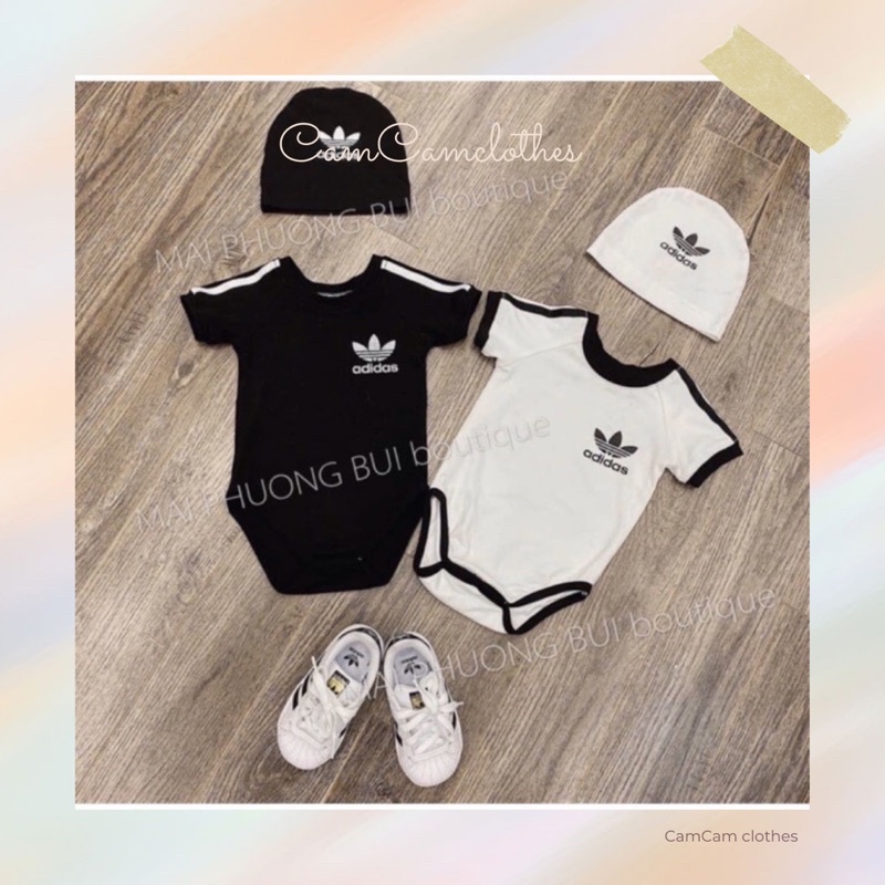 Body adidas tay cộc có kèm mũ cho bé trai