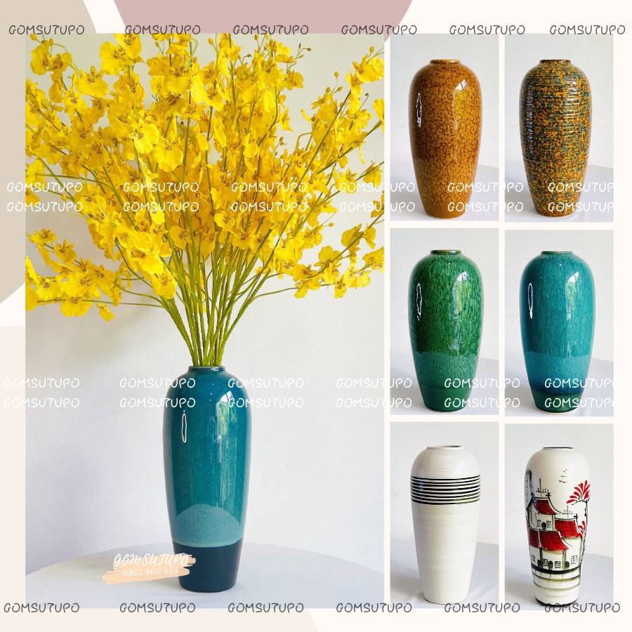 Lọ Hoa Gốm Dáng B0M - Bình Hoa cắm Lựu, Đào, Tuyết Mai Decor Trang Trí gomsutupo - Gốm Sứ TUPO Bát Tràng