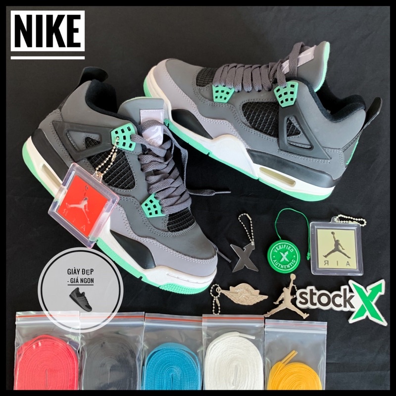 (Shop Giày Đẹp Giá Ngon) Giày Jordan 4 Retro xám xanh + full box bill