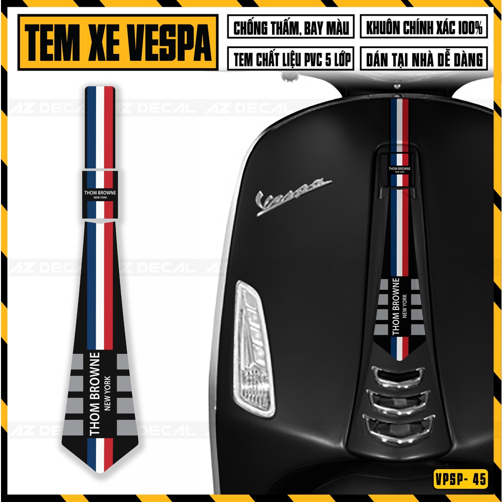 Tem Vespa Sprint / Primavera Thiết Kế Cà Vạt Thương Hiệu Thời Trang | VPSP45 | Decal Hình Dán Xe Máy Vespa Dễ Dán