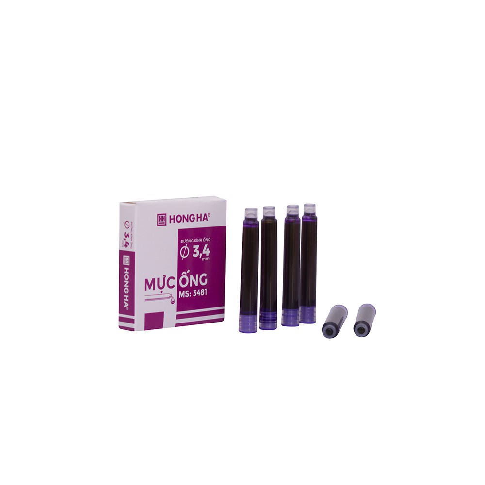 Hộp 6 ống mực Hồng Hà 3.4mm 3481 dùng cho bút máy 2276, 2273...