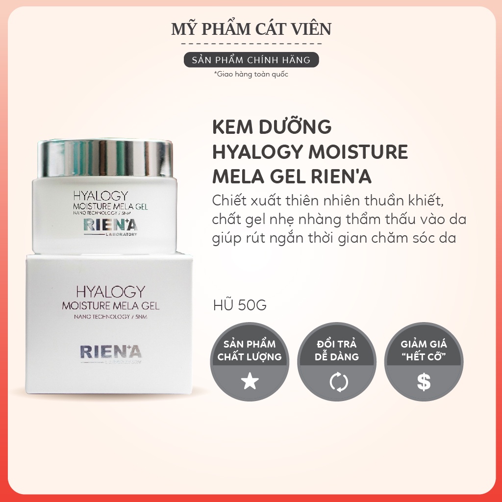 Kem dưỡng ẩm Hyalogy Moisture Mela Gel Rien'A - căng bóng, chăm sóc da hư tổn, cải thiện lão hóa - Hũ 50g