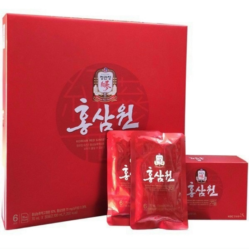 Nước Hồng Sâm Won Kgc Korean Red Ginseng Drink Hàn Quốc, Hộp 30 Gói x 70ml, Giúp Bồi Bổ Sức Khỏe