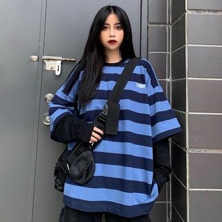 Áo thun kẻ sọc Unisex Yinxx, phông kẻ ngang tay dài form rộng