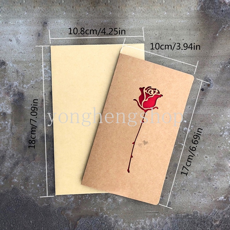 Thiệp Chúc Mừng Sinh Nhật/Lễ Tình Nhân Bằng Chất Liệu Giấy Kraft Đục Lỗ Hình Trái Tim Phong Cách Retro