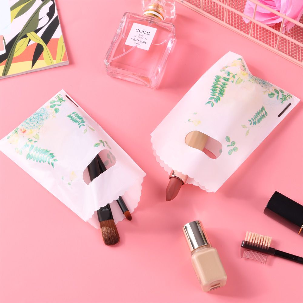 Set 50 Túi Nhựa Mini Có Tay Cầm 9*15CM Họa Tiết Dễ Thương Dùng Để Đựng Quà Tặng