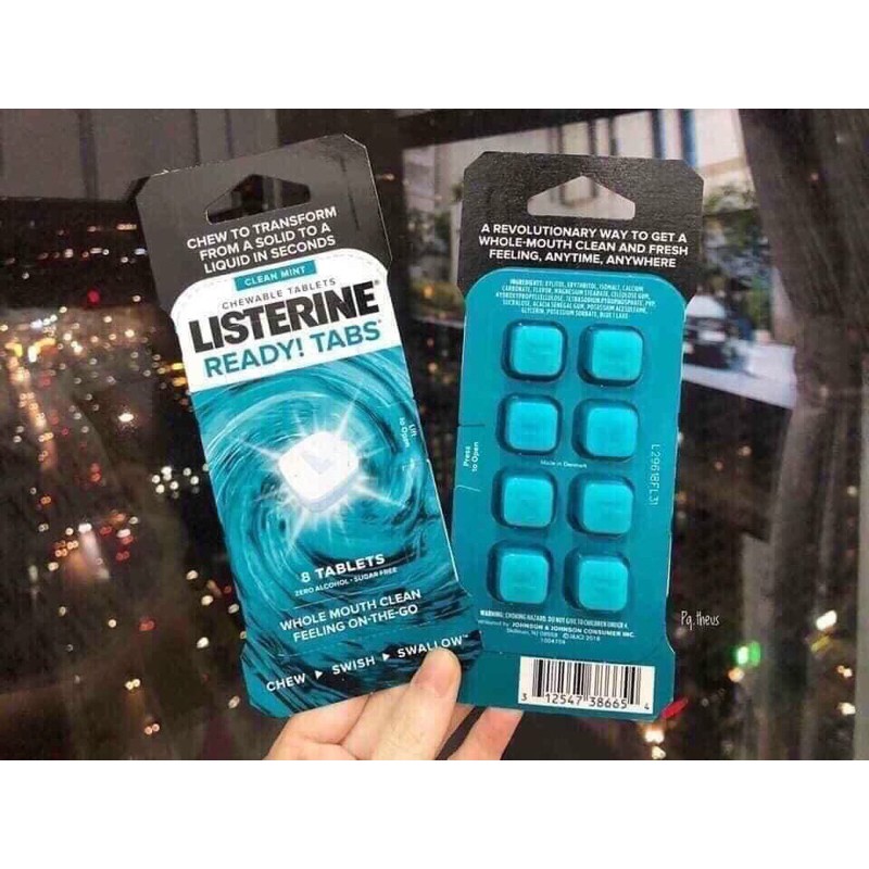 Kẹo Thơm Miệng Listerine Ready! Tabs Chewable Tablets Clean Mint
