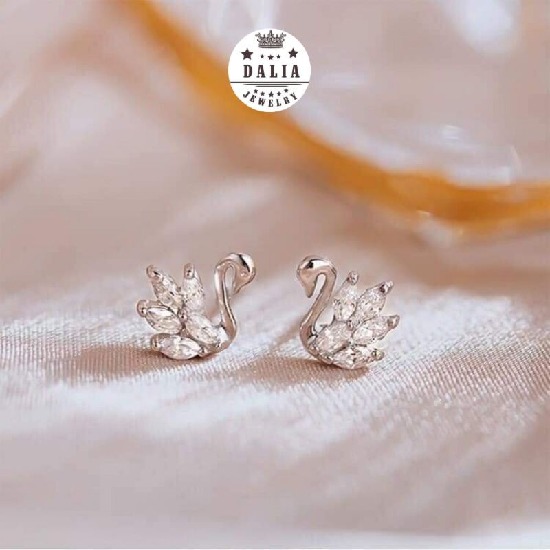 Bông tai bạc nữ thiên nga DaLiA Jewelry cho bé và người lớn khuyên tai bạc cá tính hoa tai 925 thu thút mọi ánh nhìn