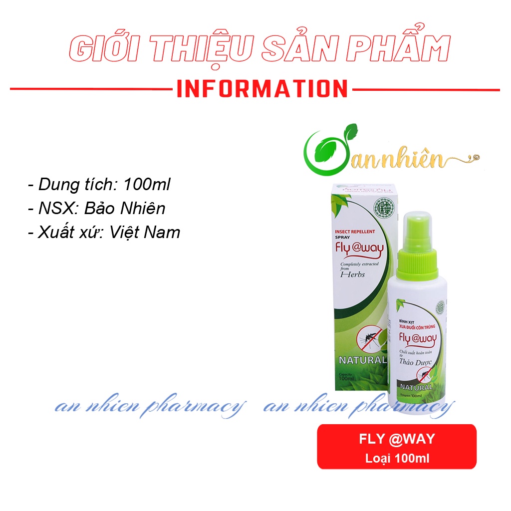 Bình xịt xua đuổi côn trùng thảo dược Fly @way