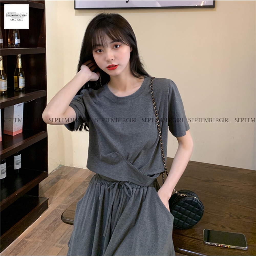 Bộ Quần Áo Thun Nữ *FREESHIP* Form Rộng Trơn Màu Basic SEPTEMBERGIRL - QA NU 002