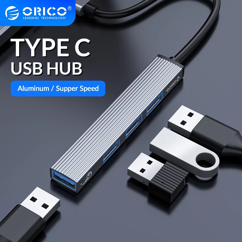 Đầu Đọc Thẻ Nhớ ORICO HUB 4 Cổng USB 3.0 2.0 Siêu Mỏng Bằng Nhôm
