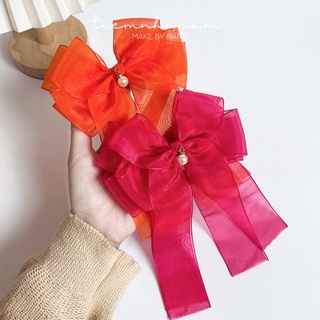 🎀 KẸP TÓC NƠ VOAN TIỂU THƯ DÀI PHỐI HẠT - [ Nhà Nấm handmade]