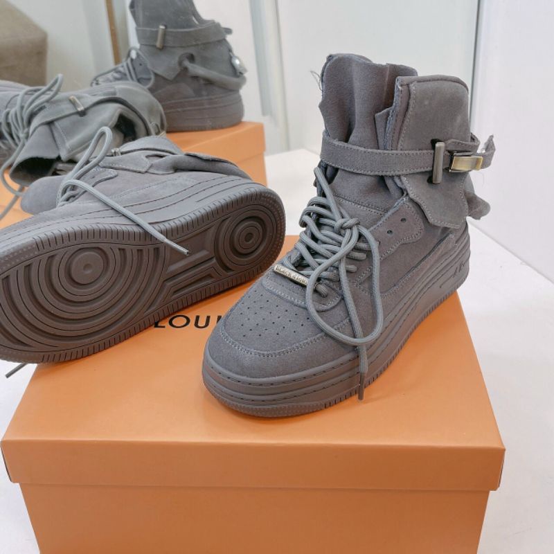 H(ẢNH THẬT) Giày Thể Thao Xám Cổ Cao Da Mềm Êm Fullbox Cao Cấp