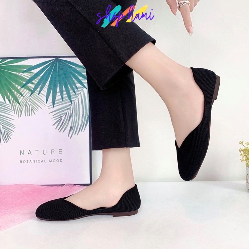 Giày Búp Bê Nữ Đế Bệt Mũi Vuông Da Lộn Chống Trơn Êm Chân Nhiều Màu Hot :Đen, Hồng, Xanh. Đủ Size 35-40 SHOP HAMI G15