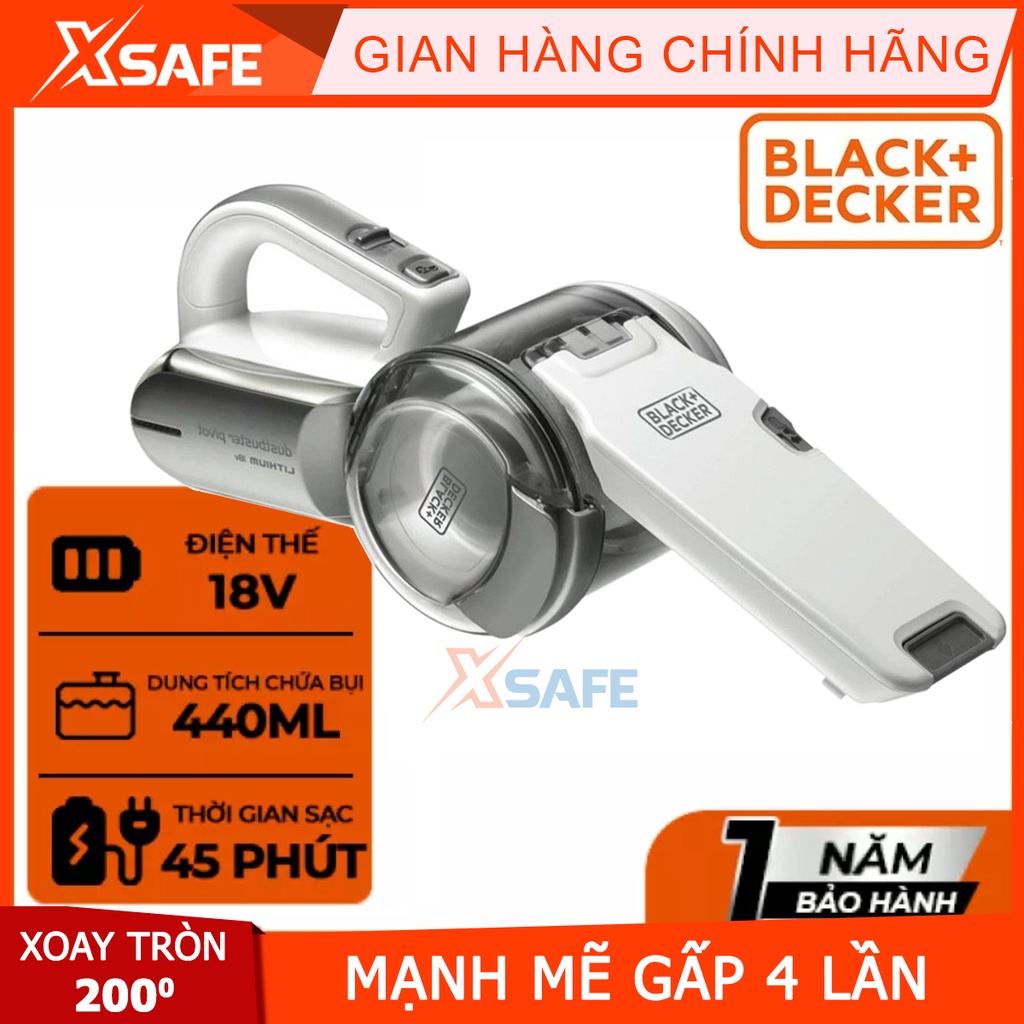 Máy hút bụi cầm tay không dây Black&amp;Decker PV1820L-GB Công nghệ thông minh ECO - mạnh hơn 4 lần máy thường | xoay 200 độ