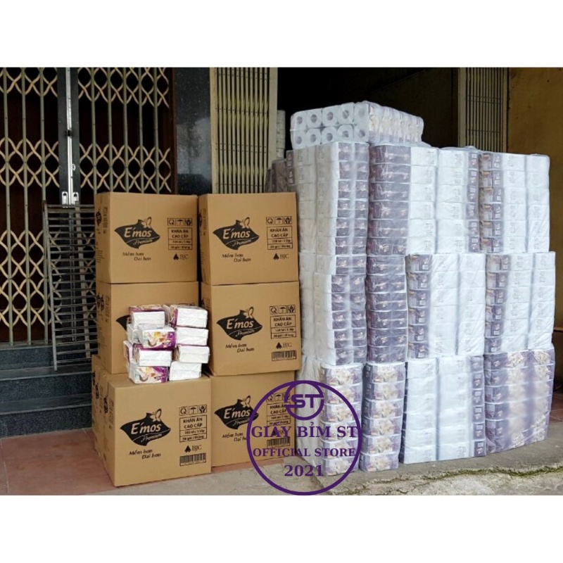 Giấy vệ sinh E’mos tím 2 lớp 10 cuộn cao cấp cho quán ăn