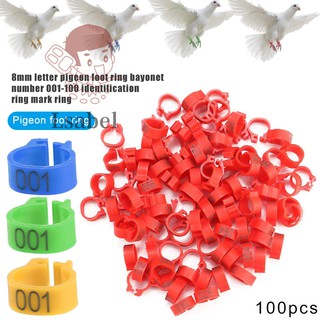 Bộ 100 vòng 8mm đánh số 001-100 đeo chân gia cầm gà/vịt/chim bồ câu