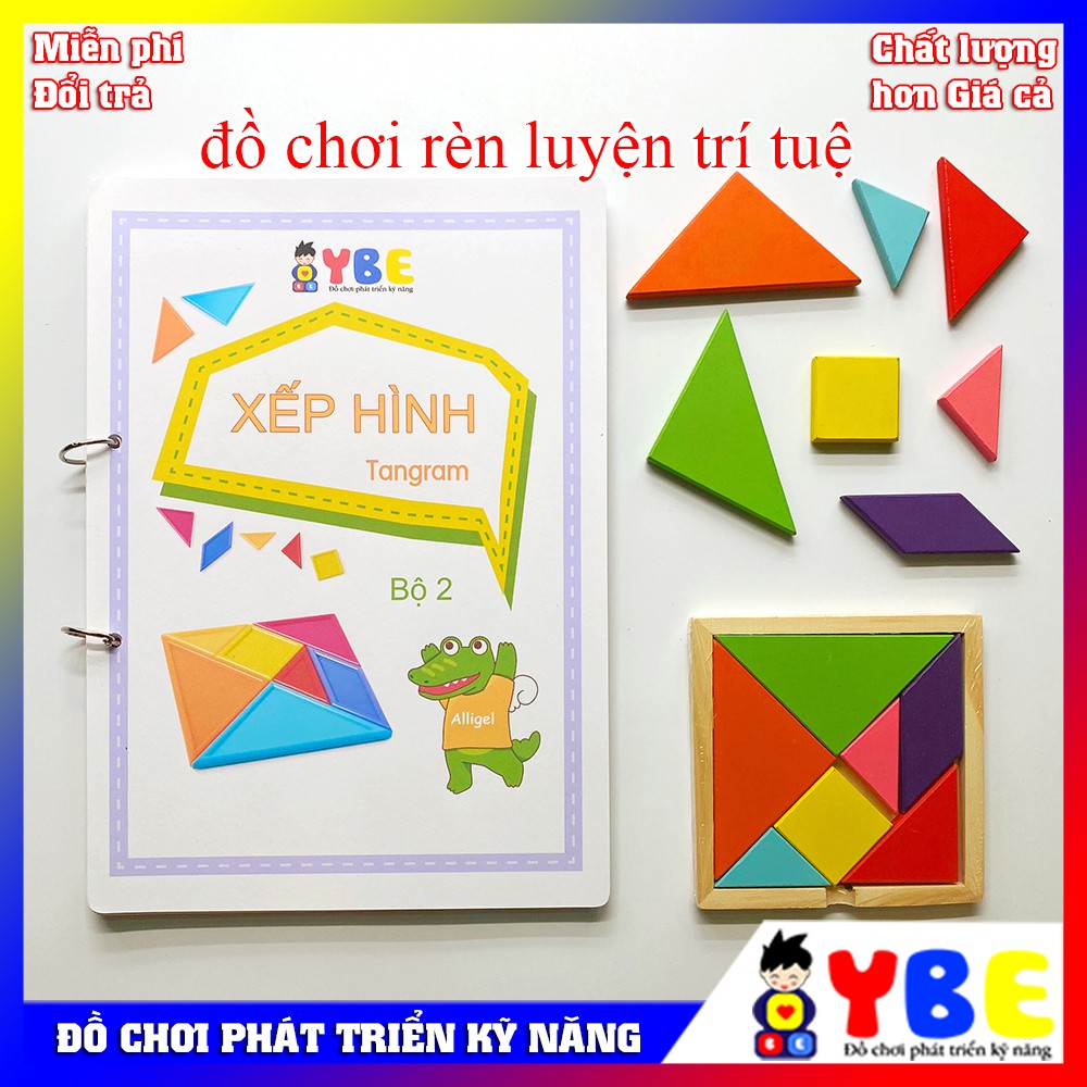 Đồ chơi trí tuệ xếp hình Tangram bộ 2 phát triển kỹ năng vừa chơi vừa học theo phương pháp montessori cho bé từ 2 tuổi