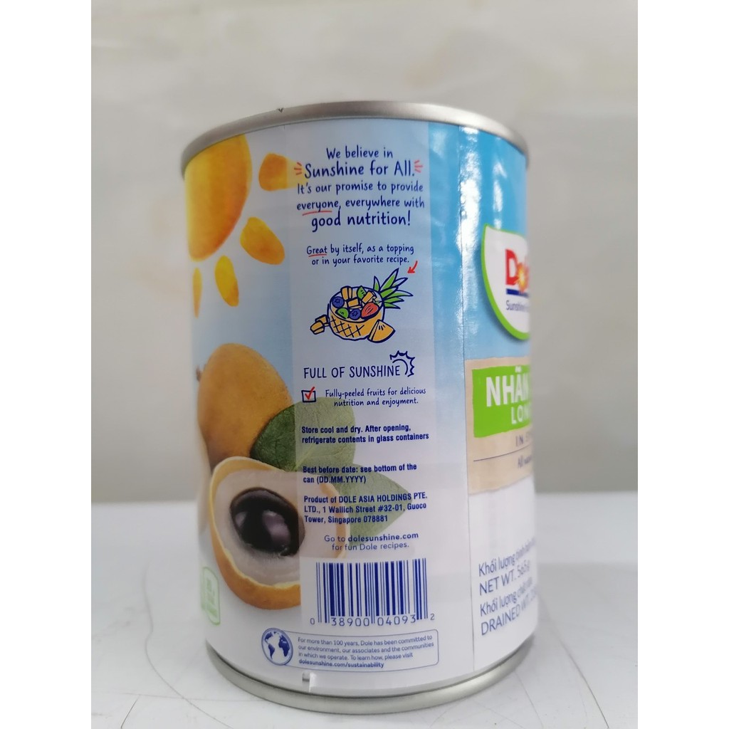[565g] Nhãn tươi ngâm si rô [Thailand] DOLE Longan in Syrup (tmt-hk)