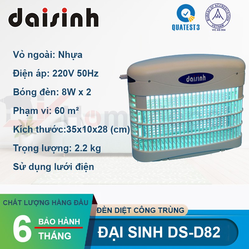 Đèn Bắt Muỗi Và Diệt Côn Trùng Đại Sinh DS-D82 (trắng)